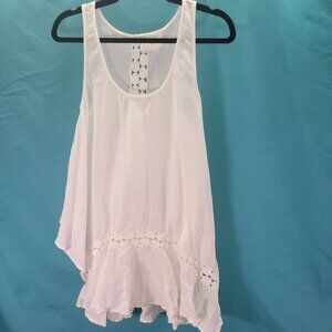 White Sleeveless Linen Dress With Cutout Detailing By TRYB Size S